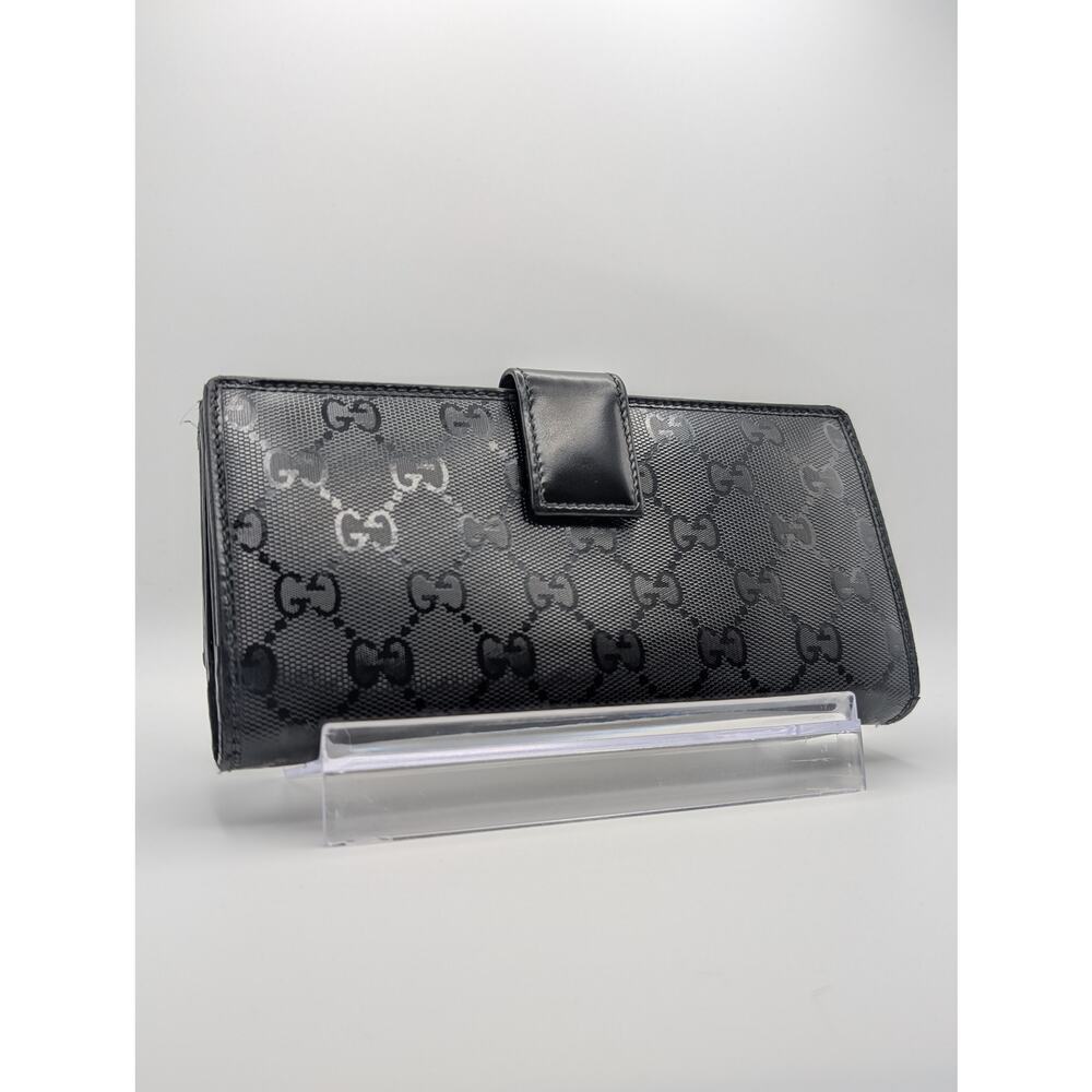Auth Gucci Implement Black Canvas & Leather Wallet Full Inclusion w/ Box